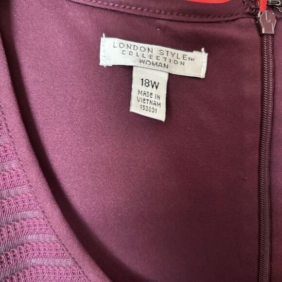 London Style Fit Flare Dress Women 18W Purple Stripe Stretch Cap Sleeve Cocktail - Picture 7 of 9